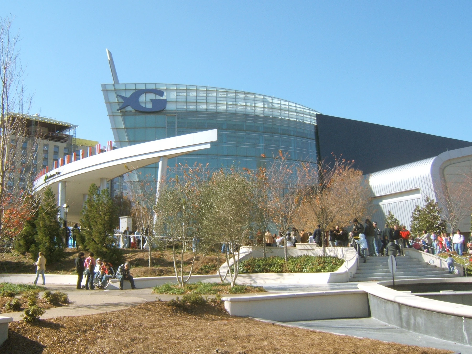 Archival exterior photograph of Georgia Aquarium in Atlanta